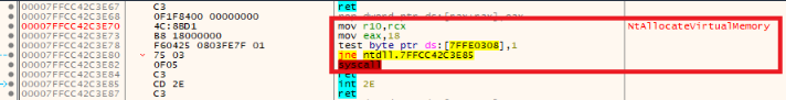 NtAllocateVirtualMemory syscall stub